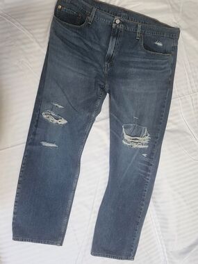 Mens Levi's 502 Relaxed Distressed Blue Jeans 40 X 30